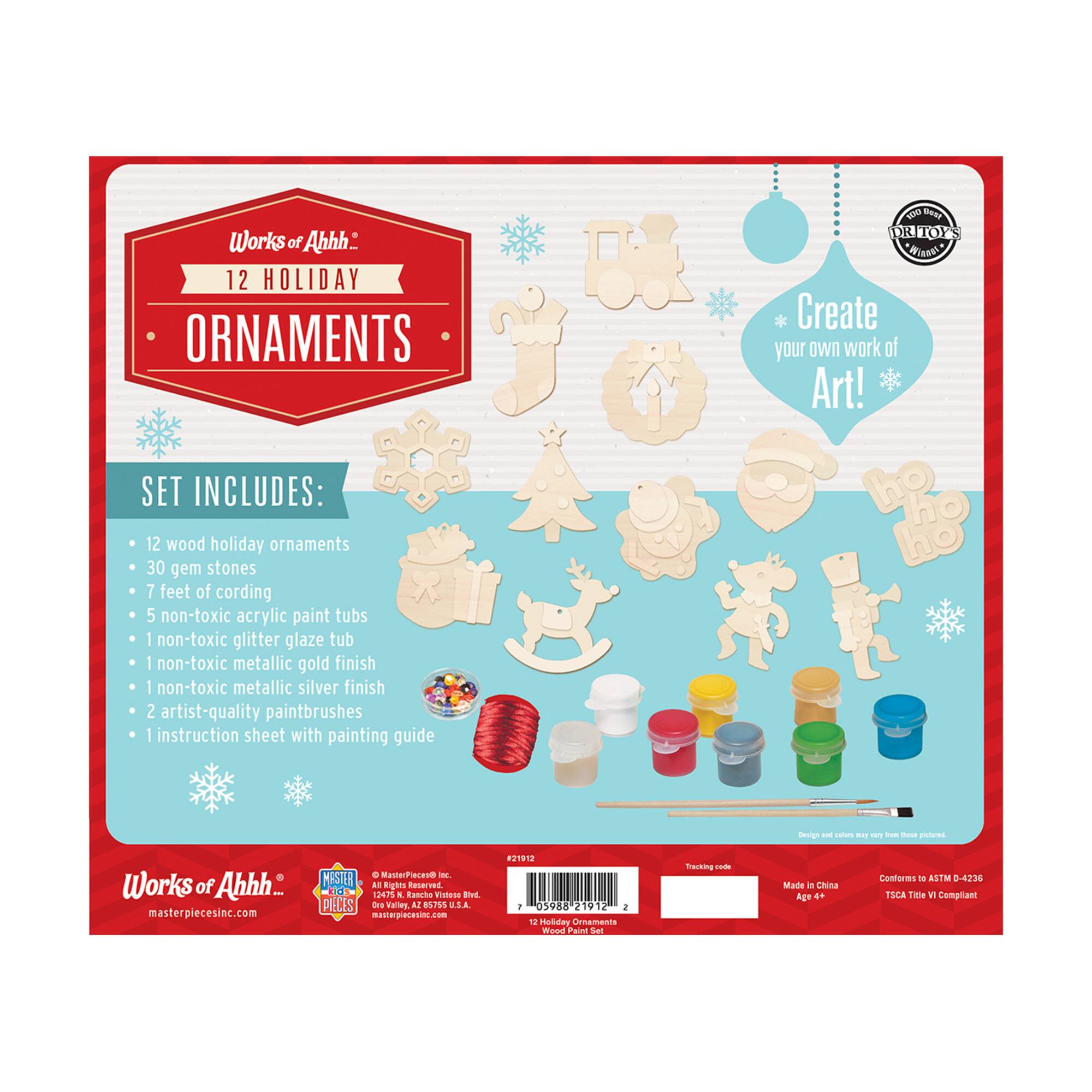 Works of Ahhh... Wood Painting Kit - 12 Holiday Ornaments